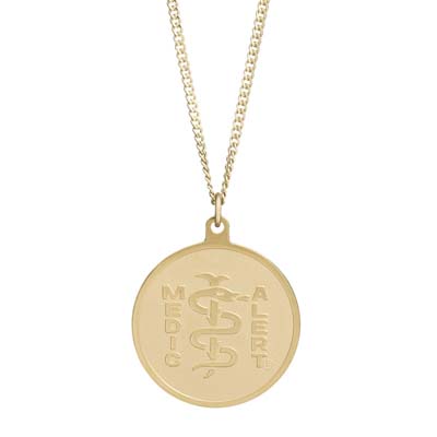 Image for Classic Embossed Medical ID Necklace 10k Gold