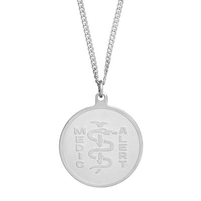 Image for Classic Embossed Medical ID Necklace Sterling Silver