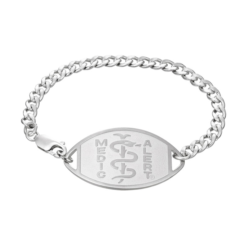 Image for Classic Large Embossed Medical ID Bracelet Sterling Silver