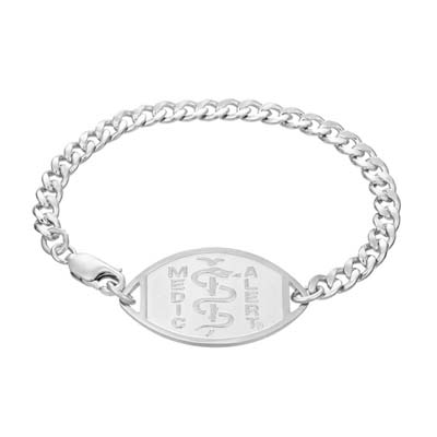 Image for Classic Embossed Medical ID Bracelet Sterling Silver