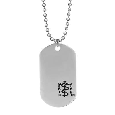 Image for Large Dog Tag Rounded Medical ID Necklace Stainless Steel