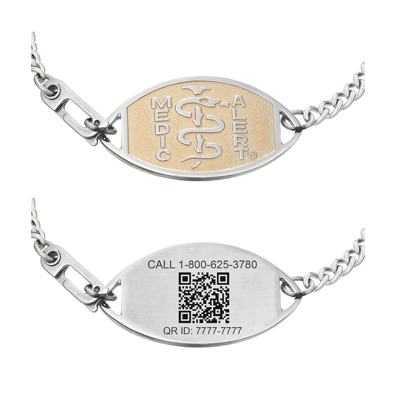 Image for QR Code Embossed Medical ID Bracelet Two-Tone