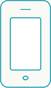 Mobile device icon in blue and white