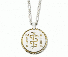 Figaro Elite MedicAlert ID Necklace in Sterling Silver with round emblem logo