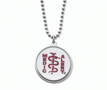 Classic Ball Chain MedicAlert ID Necklace with red logo