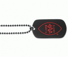 Dog Tag ball chain MedicAlert ID Necklace in Black with red logo