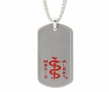 Dog Tag Titanium MedicAlert ID Necklace with red logo