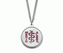 Classic MedicAlert ID stainless steel Necklace with red logo