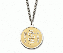 Classic Embossed MedicAlert ID Necklace Two-Tone with chain 