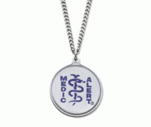  Classic MedicAlert ID Necklace round emblem and chain with purple logo