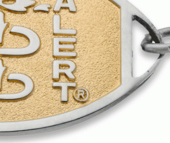 Classic Embossed Medical ID Bracelet Two-Tone with logo on oval emblem