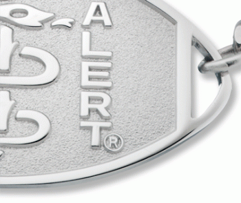 Large Embossed Medical ID Bracelet Stainless Steel with oval logo