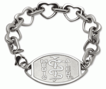 Classic Embossed Sweetheart Medical ID Bracelet Stainless Steel with logo