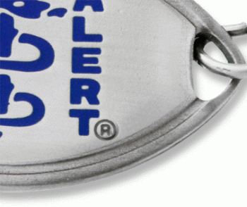 Classic Medical ID Bracelet with blue logo on wrist