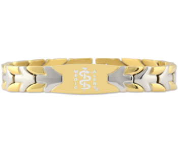 Sleek Medical ID Bracelet Gold with white logo