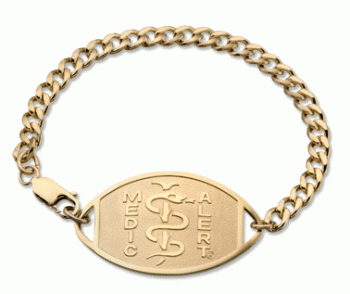 Classic Large Embossed Medical ID Bracelet 10k Gold