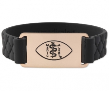Sport Silicone Quilted Medical ID Bracelet Black