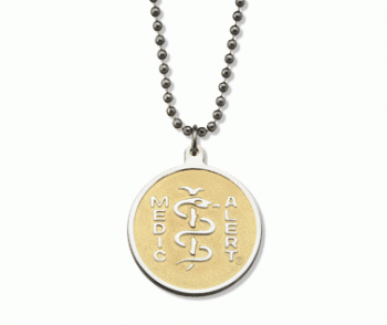 Classic Embossed Ball Chain Medical ID Necklace Two-Tone