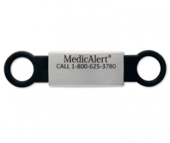 MedicAlert stainless steel and silicone shoe tag