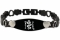 Black medical ID bracelet with hearts displayed on the bracelet band and oval MedicAlert emblem with logo