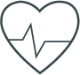 Heart icon with heart rate monitor in the center